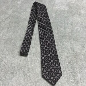 Cape Cod Neckwear Mens Tie Black Gray Geometric Silk 3.5 X 58